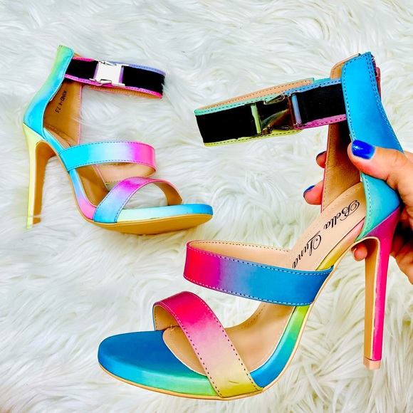 Shoes - Multi iridescent buckle heel
